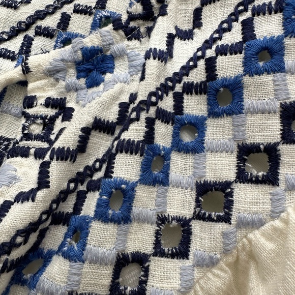 Free People Blouse with Blue Accents Size Small - Picture 5 of 12